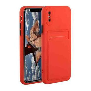 For iPhone X / XS Card Slot Design Shockproof TPU Protective Case(Red)