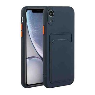 For iPhone XR Card Slot Design Shockproof TPU Protective Case(Dark Blue)