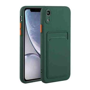 For iPhone XR Card Slot Design Shockproof TPU Protective Case(Dark Green)