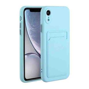 For iPhone XR Card Slot Design Shockproof TPU Protective Case(Sky Blue)