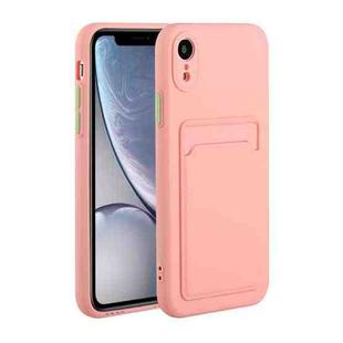 For iPhone XR Card Slot Design Shockproof TPU Protective Case(Pink)