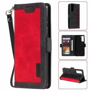 For Samsung Galaxy S21 FE Retro Splicing Horizontal Flip Leather Case with Card Slots & Holder & Wallet(Red)