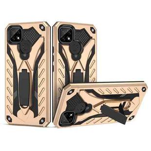 For OPPO Realme C21 Shockproof TPU + PC Protective Case with Holder(Gold)