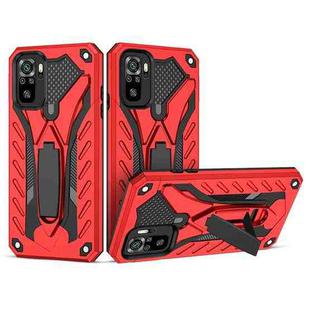 For Xiaomi Redmi Note 10 Shockproof TPU + PC Protective Case with Holder(Red)