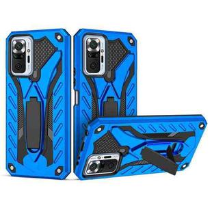 For Xiaomi Redmi Note 10 Pro Shockproof TPU + PC Protective Case with Holder(Blue)