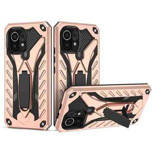 For Xiaomi Mi 11 Shockproof TPU + PC Protective Case with Holder(Rose Gold)