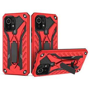 For Xiaomi Mi 11 Shockproof TPU + PC Protective Case with Holder(Red)