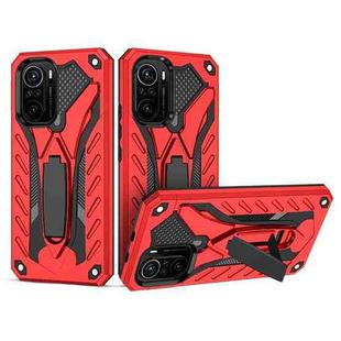 For Xiaomi Redmi K40 Pro / Redmi K40 Shockproof TPU + PC Protective Case with Holder(Red)