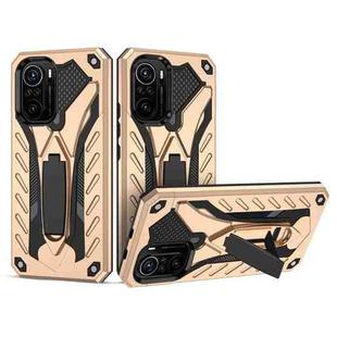 For Xiaomi Redmi K40 Pro / Redmi K40 Shockproof TPU + PC Protective Case with Holder(Gold)