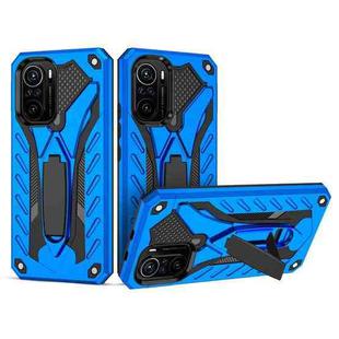 For Xiaomi Redmi K40 Pro / Redmi K40 Shockproof TPU + PC Protective Case with Holder(Blue)
