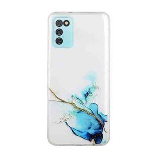 For Samsung Galaxy A02s (Indian Version) Hollow Marble Pattern TPU Precise Hole Protective Case(Blue)