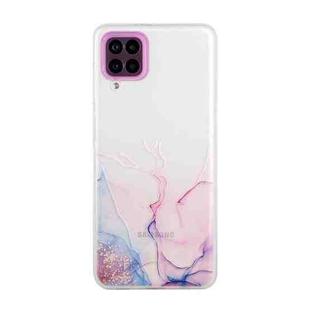 For Samsung Galaxy A12 Hollow Marble Pattern TPU Precise Hole Protective Case(Pink)