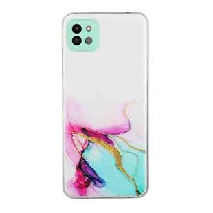For Samsung Galaxy A22 5G Hollow Marble Pattern TPU Precise Hole Protective Case(Green)