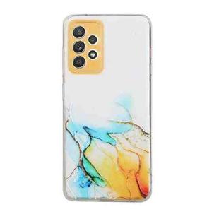 For Samsung Galaxy A52 5G / 4G Hollow Marble Pattern TPU Precise Hole Protective Case(Yellow)