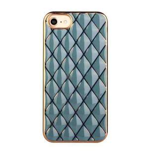 For iPhone SE 2022 / SE 2020 / 8 / 7 Electroplated Rhombic Pattern Sheepskin TPU Protective Case(Grey Green)