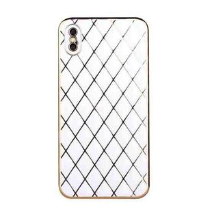 For iPhone X / XS Electroplated Rhombic Pattern Sheepskin TPU Protective Case(White)