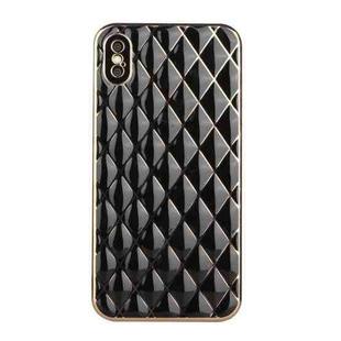For iPhone X / XS Electroplated Rhombic Pattern Sheepskin TPU Protective Case(Black)