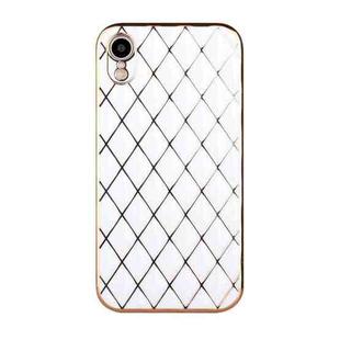 For iPhone XR Electroplated Rhombic Pattern Sheepskin TPU Protective Case(White)