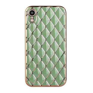 For iPhone XR Electroplated Rhombic Pattern Sheepskin TPU Protective Case(Avocado Green)