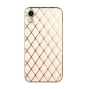 For iPhone XR Electroplated Rhombic Pattern Sheepskin TPU Protective Case(Pink)