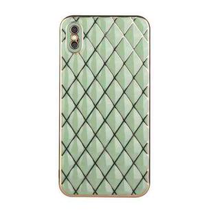 For iPhone XS Max Electroplated Rhombic Pattern Sheepskin TPU Protective Case(Avocado Green)