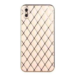 For iPhone XS Max Electroplated Rhombic Pattern Sheepskin TPU Protective Case(Pink)