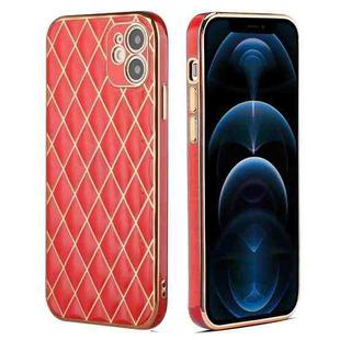 For iPhone 11 Electroplated Rhombic Pattern Sheepskin TPU Protective Case (Red)