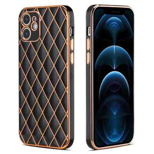 For iPhone 11 Electroplated Rhombic Pattern Sheepskin TPU Protective Case (Black)