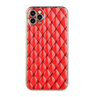 For iPhone 11 Pro Electroplated Rhombic Pattern Sheepskin TPU Protective Case (Red)
