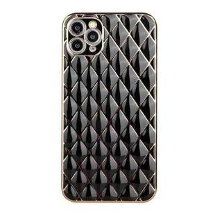 For iPhone 11 Pro Electroplated Rhombic Pattern Sheepskin TPU Protective Case (Black)
