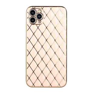 For iPhone 11 Pro Electroplated Rhombic Pattern Sheepskin TPU Protective Case (Pink)