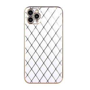 For iPhone 11 Pro Max Electroplated Rhombic Pattern Sheepskin TPU Protective Case (White)