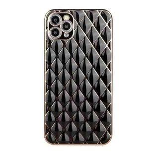 For iPhone 11 Pro Max Electroplated Rhombic Pattern Sheepskin TPU Protective Case (Black)