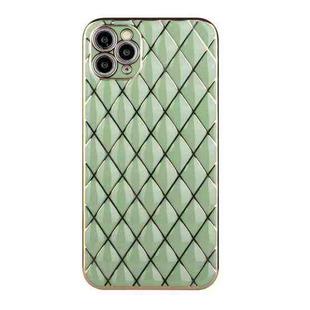 For iPhone 11 Pro Max Electroplated Rhombic Pattern Sheepskin TPU Protective Case (Avocado Green)