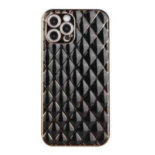 For iPhone 12 Pro Electroplated Rhombic Pattern Sheepskin TPU Protective Case(Black)