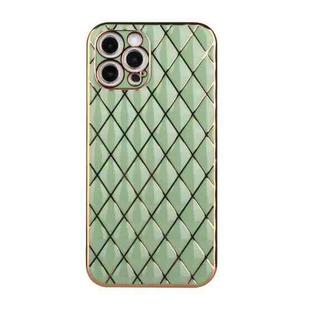 For iPhone 12 Pro Electroplated Rhombic Pattern Sheepskin TPU Protective Case(Avocado Green)