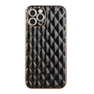 For iPhone 12 Pro Max Electroplated Rhombic Pattern Sheepskin TPU Protective Case(Black)