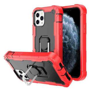 For iPhone 11 Pro PC + Rubber 3-layers Shockproof Protective Case with Rotating Holder (Red + Black)