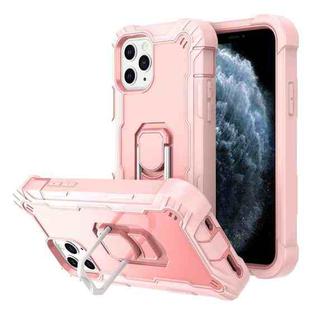 For iPhone 11 Pro PC + Rubber 3-layers Shockproof Protective Case with Rotating Holder (Rose Gold)