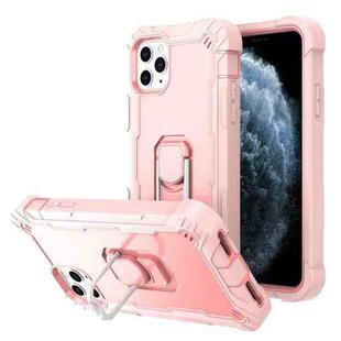 For iPhone 11 Pro Max PC + Rubber 3-layers Shockproof Protective Case with Rotating Holder (Rose Gold)