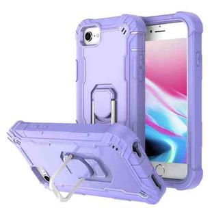 For iPhone SE 2022 / SE 2020 / 8 / 7 PC + Rubber 3-layers Shockproof Protective Case with Rotating Holder(Purple)