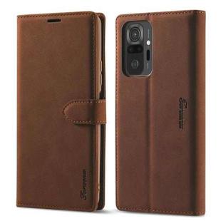 For Xiaomi Redmi Note 10 Pro Forwenw F1 Series Matte Strong Magnetism Horizontal Flip Leather Case with Holder & Card Slots & Wallet & Photo Frame(Brown)