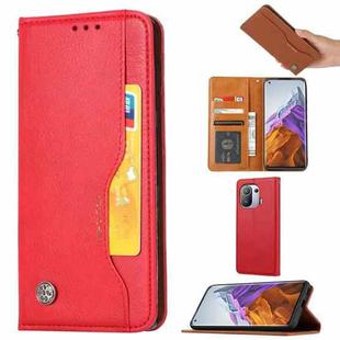 For Xiaomi Mi 11 Pro Knead Skin Texture Horizontal Flip Leather Case with Photo Frame & Holder & Card Slots & Wallet(Red)