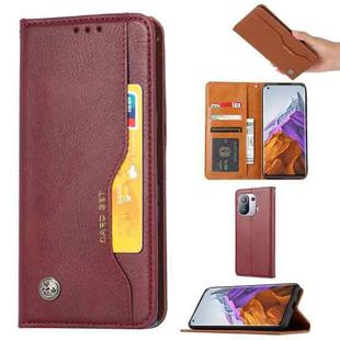 For Xiaomi Mi 11 Pro Knead Skin Texture Horizontal Flip Leather Case with Photo Frame & Holder & Card Slots & Wallet(Wine Red)