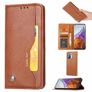 For Xiaomi Mi 11 Pro Knead Skin Texture Horizontal Flip Leather Case with Photo Frame & Holder & Card Slots & Wallet(Brown)