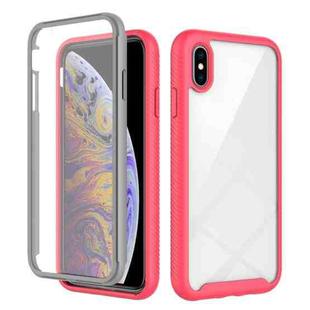 For iPhone XS Max Starry Sky Solid Color Series Shockproof PC + TPU Case with PET Film(Rose Red)