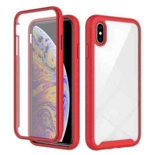 For iPhone XS Max Starry Sky Solid Color Series Shockproof PC + TPU Case with PET Film(Red)
