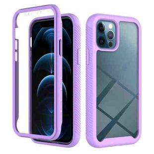 For iPhone 12 / 12 Pro Starry Sky Solid Color Series Shockproof PC + TPU Case with PET Film(Light Purple)