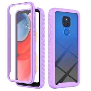 For Motorola Moto G Play(2021) Starry Sky Solid Color Series Shockproof PC + TPU Case with PET Film(Light Purple)