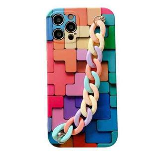 For iPhone 11 Pro Max 3D Square Protective Case with Rainbow Bracelet (A)